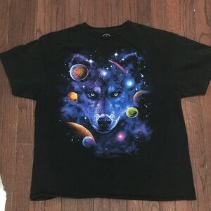 Men's Black Space Wolf Short Sleeve Tee